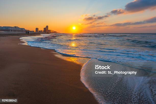 North Sea Sunset Stock Photo - Download Image Now - Ostend, Belgium, Beach