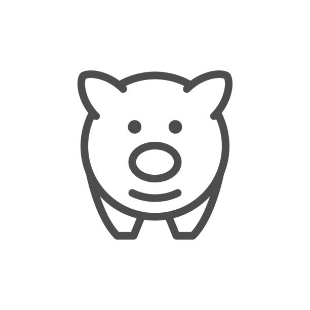 ilustrações de stock, clip art, desenhos animados e ícones de pig line icon - piggy bank savings coin bank investment