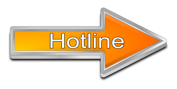 orange hotline arrow button – 3D illustration