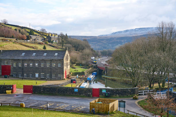 Standedge Tunnel Visitor Centre, Canal and Railw stock photo