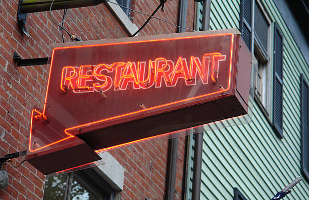 restaurant neon sign stock photo