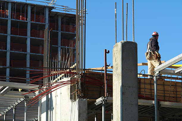 construction worker on the jobsite stock photo