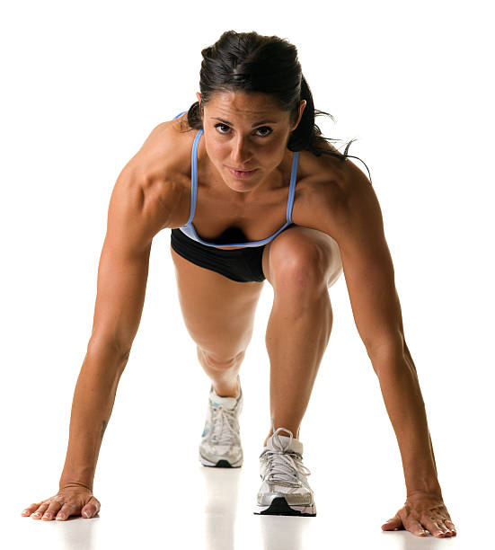 istock Attractive female in stretch/ race start position 92906231
