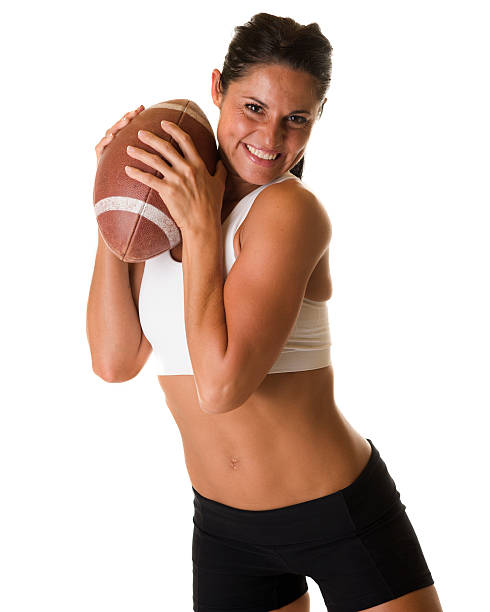 istock Attractive woman with football 92906239