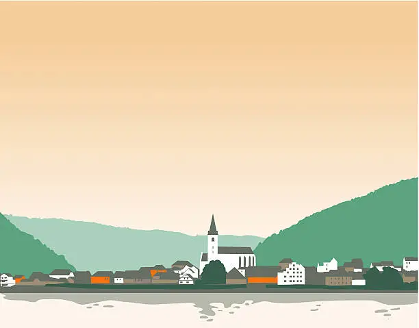 Vector illustration of Poster Style German Town