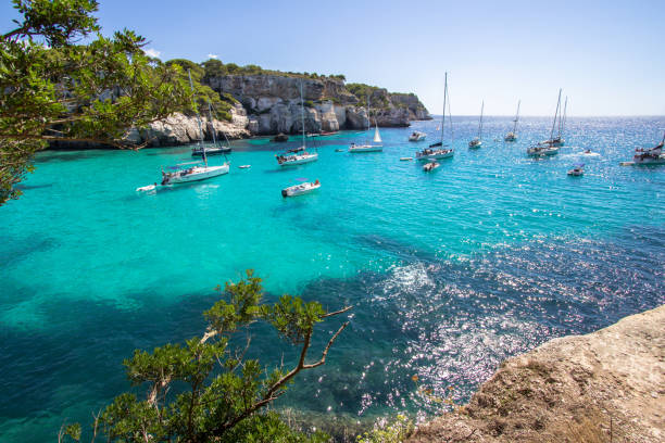 istock Boats and yachts on Macarella beach, Menorca, Spain 929081104