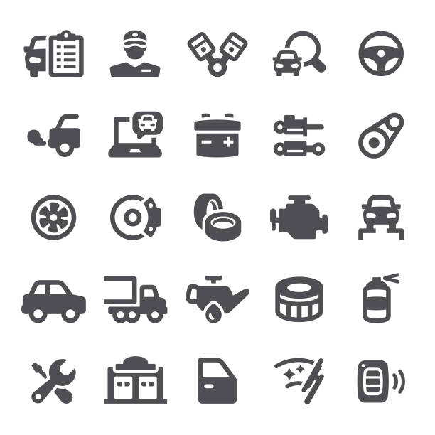 ilustraciones, imágenes clip art, dibujos animados e iconos de stock de auto servicio los iconos - motor