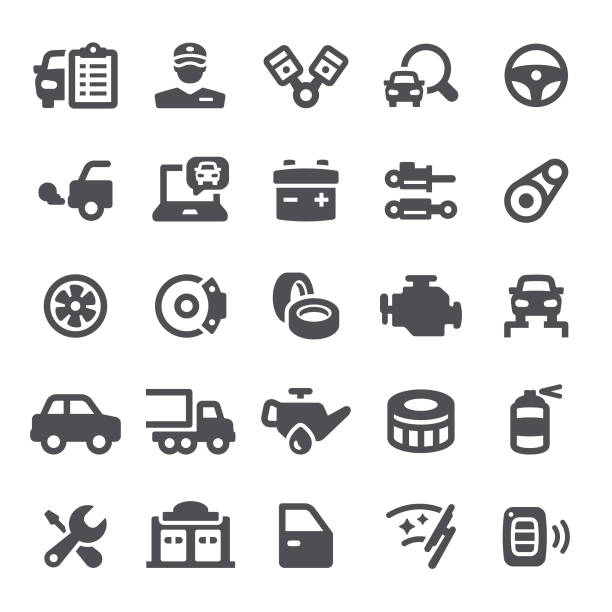 Car Service Icons Car service, auto repair shop, garage, icon, icon set, auto parts, auto, maintenance brake stock illustrations