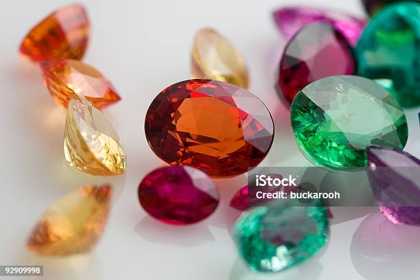 Close Up Of Assorted Laser Cut Gemstones Stock Photo - Download Image Now - Tanzanite, Gemstone, Precious Gem