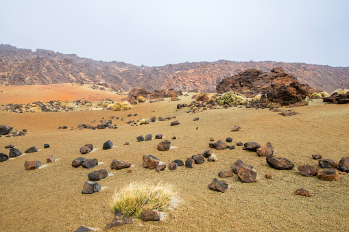 Rocks at El Teide National Park on Tenerife while raining, Canary Islands. Nikon D850.