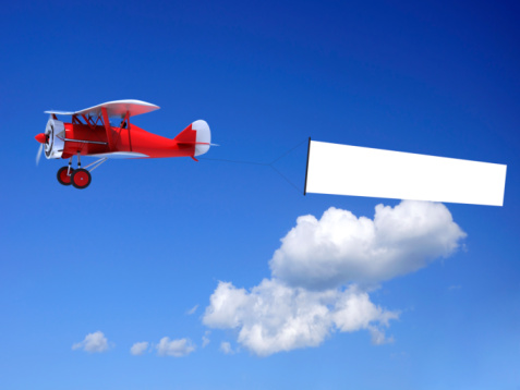 Biplane with Blank Banner. High resolution digitally generated image