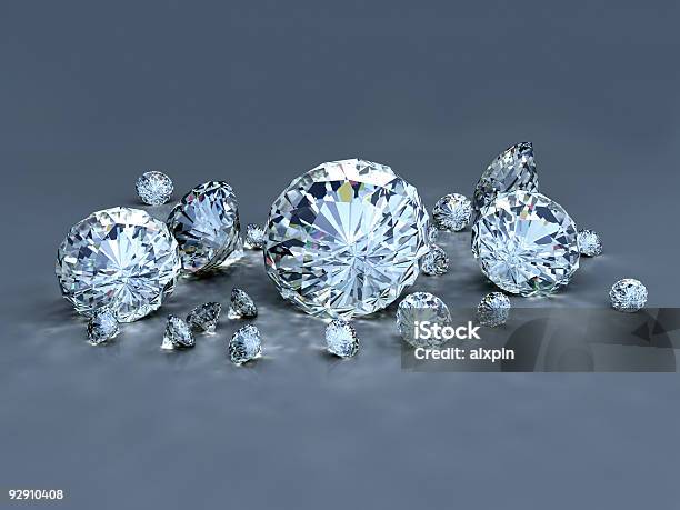 Gruppe Von Diamanten Auf Blau Stockfoto und mehr Bilder von Bling-Bling - Bling-Bling, Diamant, Digital generiert