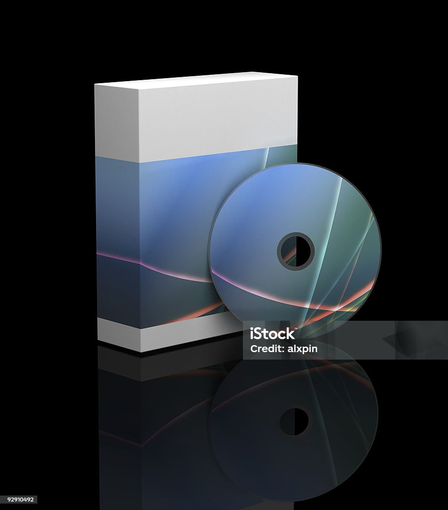 Blank Software Box  Black Background Stock Photo