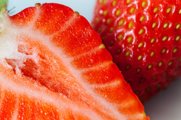 istock Ripe fresh strawberries on a white background 929114852