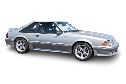 A 1980's Hatchback on white background, with clipping path on vehicle.