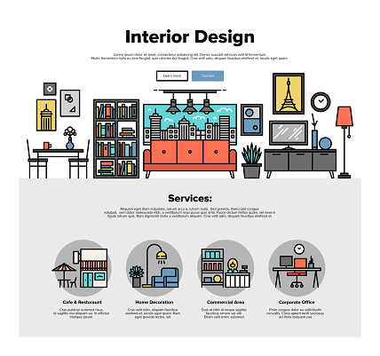Interior Design Flat Line Web Graphics Stock Illustration - Download ...
