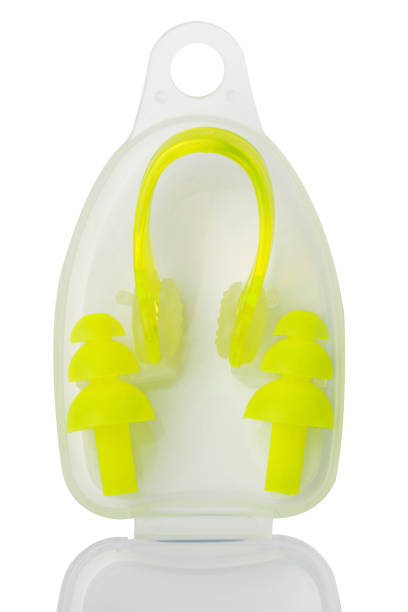 istock set in box, earplugs for swimming and clamp on nose on white background 929138216