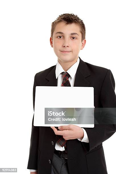 School Student With Sign Stock Photo - Download Image Now - Blank, Boys, Child