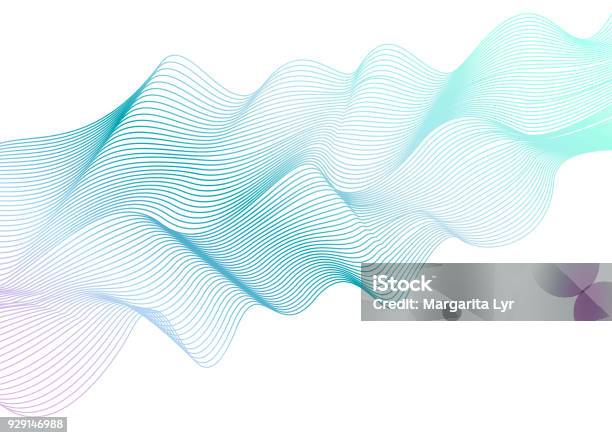 Abstract Wavy Striped Pattern On White Background Vector Light Aquamarine Wave Line Art Design Element Elegant Flowing Shiny Waves Ribbon Imitation Eps10 Illustration Stock Illustration - Download Image Now