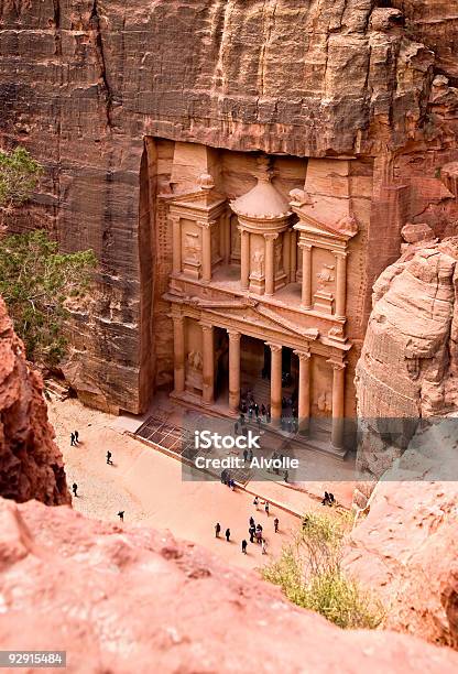People Visiting Treasury In Ancient City Of Petra In Jordan Stock Photo - Download Image Now