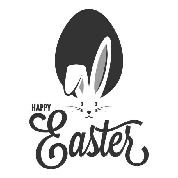 Easter bunny with egg. Easter rabbit ears on white background Easter bunny with egg. Easter rabbit ears on white background 8 eps silhouette of a black and white rabbit stock illustrations