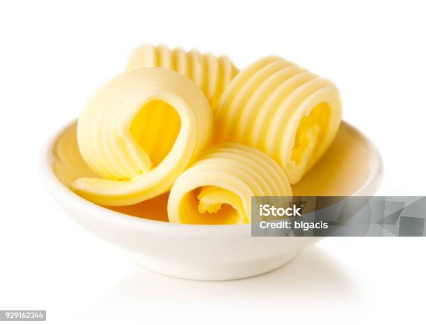 버터 곱슬에 고립 된 흰색 배경 버터에 대한 스톡 사진 및 기타 이미지 - 버터, 마가린, 컷아웃