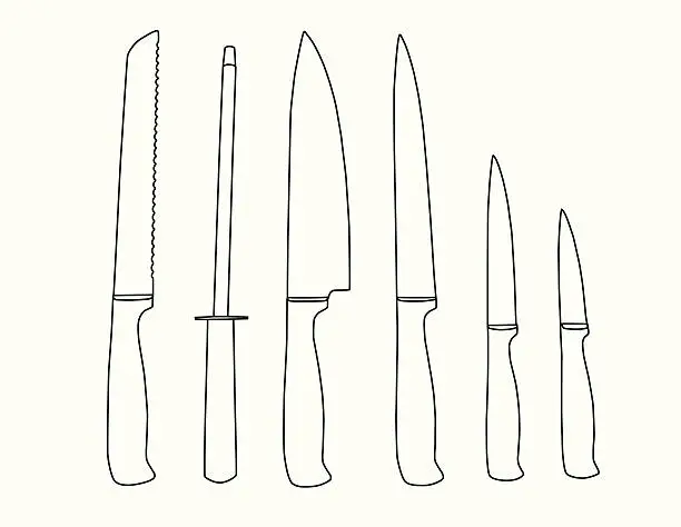 Vector illustration of Chef's professional kitchen knives (vector & jpeg)