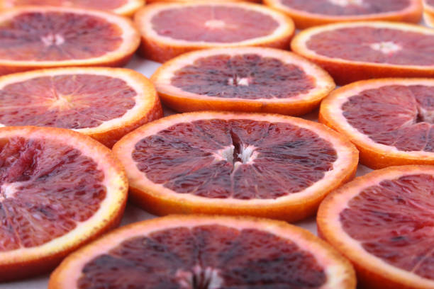 istock Orange fruit. Background with Orange slice isolated on white background. Top view. 929167734