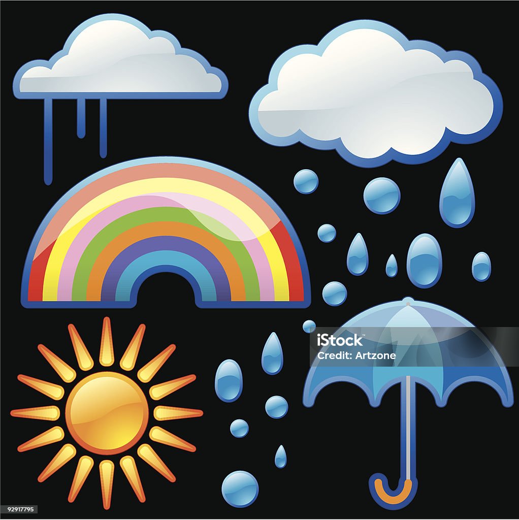 Glänzende Wetter icons (Vektor & jpeg - Lizenzfrei Bunt - Farbton Vektorgrafik