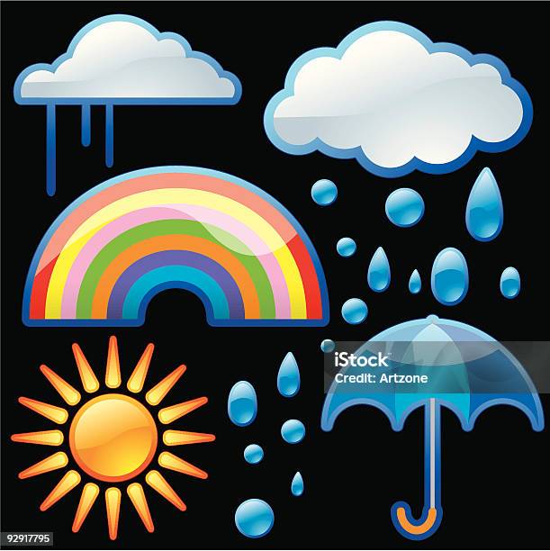 Glänzende Wetter Icons Vektor Jpeg Stock Vektor Art und mehr Bilder von Bunt - Farbton - Bunt - Farbton, Computergrafiken, Design