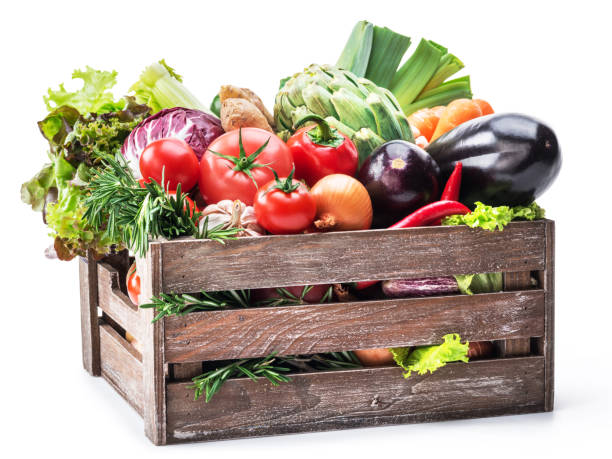istock Fresh multi-colored vegetables in wooden crate. 929179824