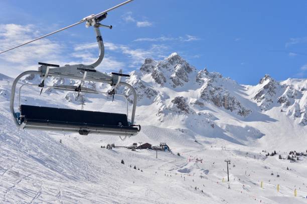 istock Empty chair lift in the mountain 929179950