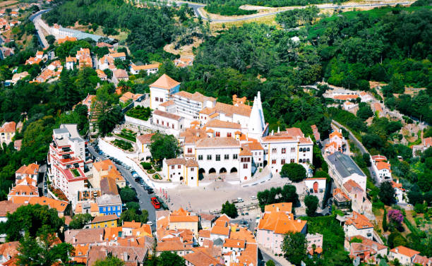 istock Aerial view on Sintra national palace from murish castle 929190530