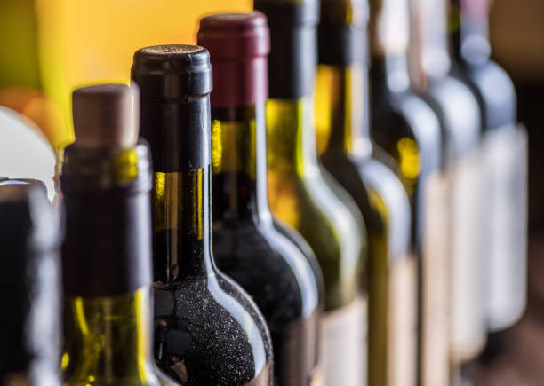 istock Line of wine bottles. 929193172