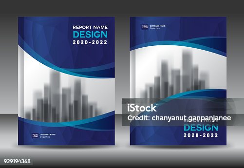istock Annual report brochure flyer template, Blue cover design, business advertisement, magazine ads, catalog vector layout in A4 size 929194368