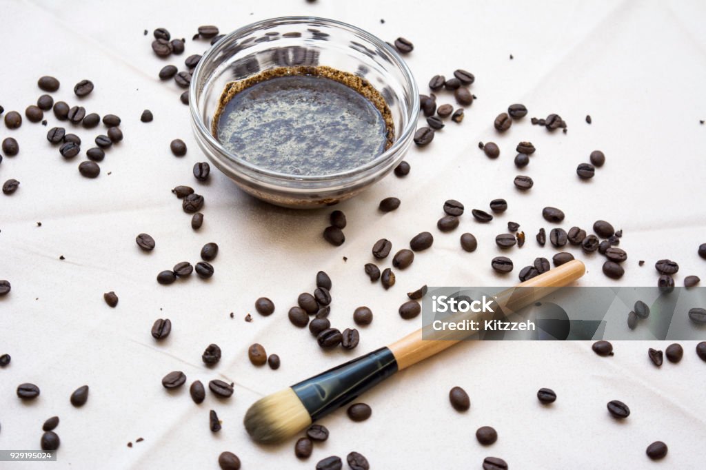 Coffee scrub Homemade coffee scrub made out of coffee, honey and milk for skin care Caffeine Stock Photo