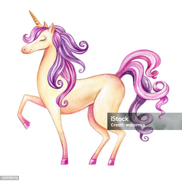 Watercolor Unicorn Illustration Fairy Tale Creature Pink Curly Hair Cartoon Animal Clip Art Isolated On White Background Stock Illustration - Download Image Now - iStock Watercolor Unicorn Illustration Fairy Tale Creature Pink Curly Hair Cartoon Animal Clip Art Isolated On White Background Stock Illustration - Download Image Now - iStock