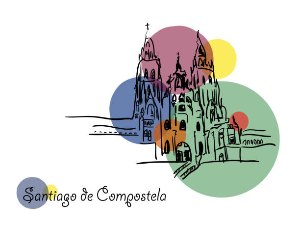 Santiago de Compostela. Santiago de Compostela in a colorful background santiago de compostela stock illustrations