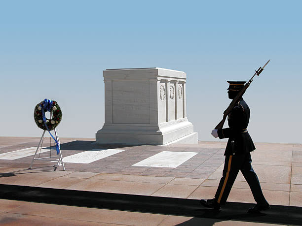 Tomb of an unknown soldier at Arlington National Cemetery stock photo