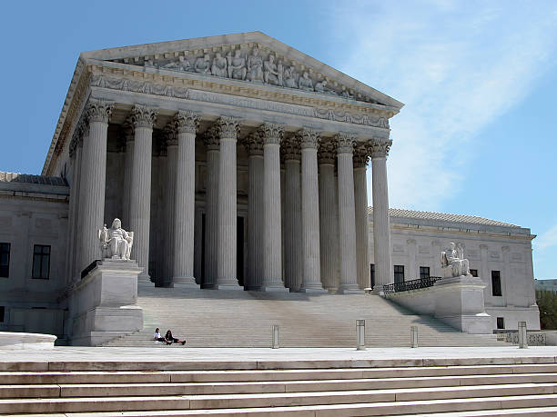 Ground floor view of US Supreme Court at day time stock photo