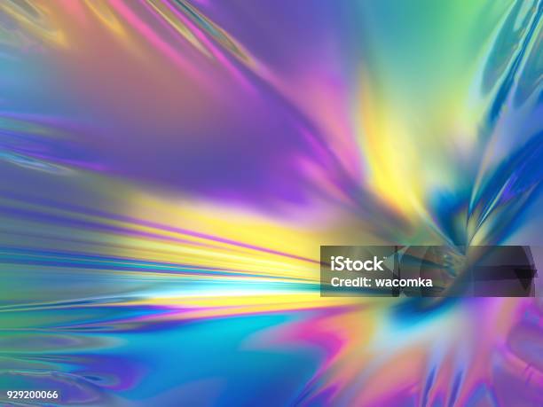 Rendering 3d Foglio Olografico Pastello Sfondo Arcobaleno Astratto Vibrante Trama Metallica Superficie Della Moda Riflessione Trama - Fotografie stock e altre immagini di Sfondi