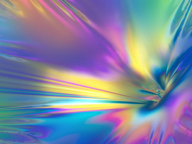 3d rendering, pastel holographic foil, abstract rainbow background, vibrant metallic texture, fashion surface, reflection, texture