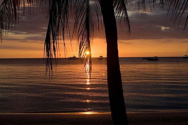 A sunset across the sea in the Caribbean