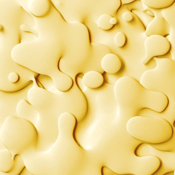 istock 3d render, abstract yellow wavy background, smooth shapes, holes, macro texture 929211000