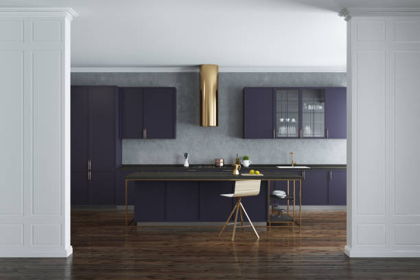 istock White and concrete kitchen, purple countertops 929216334