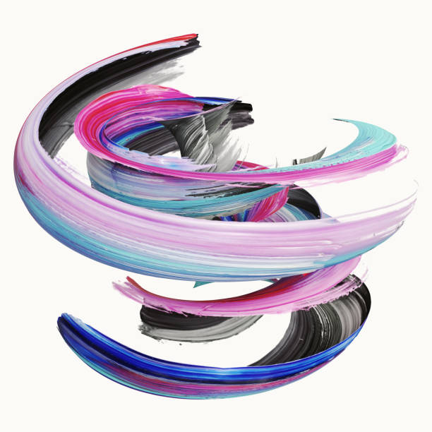istock 3d rendering, abstract twisted brush stroke, paint splash, splatter, colorful curl, artistic spiral, vivid ribbon 929216498