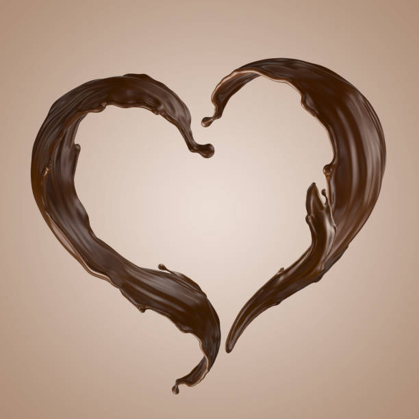 istock 3d render, chocolate heart splash, wavy jets, liquid clip art collection, isolated design elements 929221816