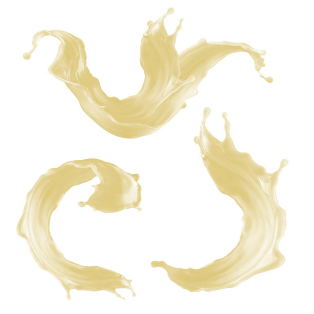 istock 3d render, abstract liquid, smooth pastel splashes, vanilla smoothie drink, yellow wavy jets, food ingredients, butter, creamy cosmetics fluid, isolated splashing clip art set 929222102