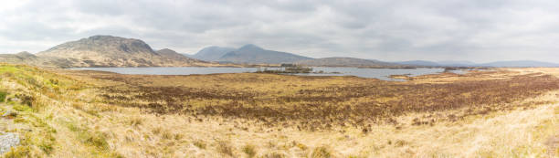 scatto panoramico di lochan na h-achlaise, rannoch moor con montagne del black mount sullo sfondo, scozia - h major foto e immagini stock