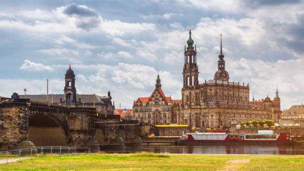 istock Dresden city skyline panorama at Elbe River and Augustus Bridge, Dresden, Saxony, Germany 929233132